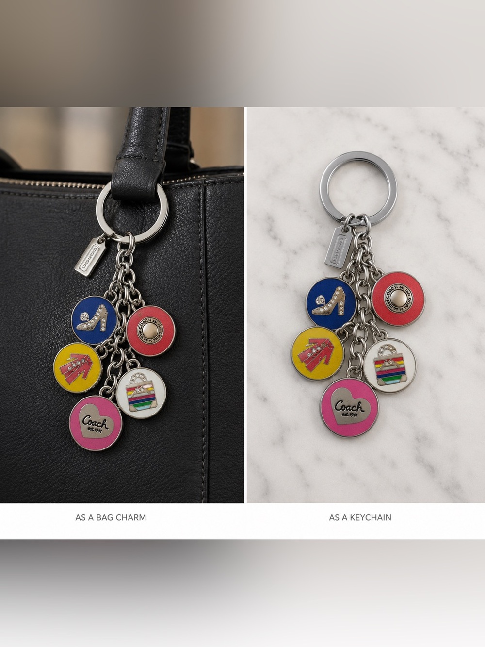 Coach Girlie Snaps Multi Mix Charm Keychain